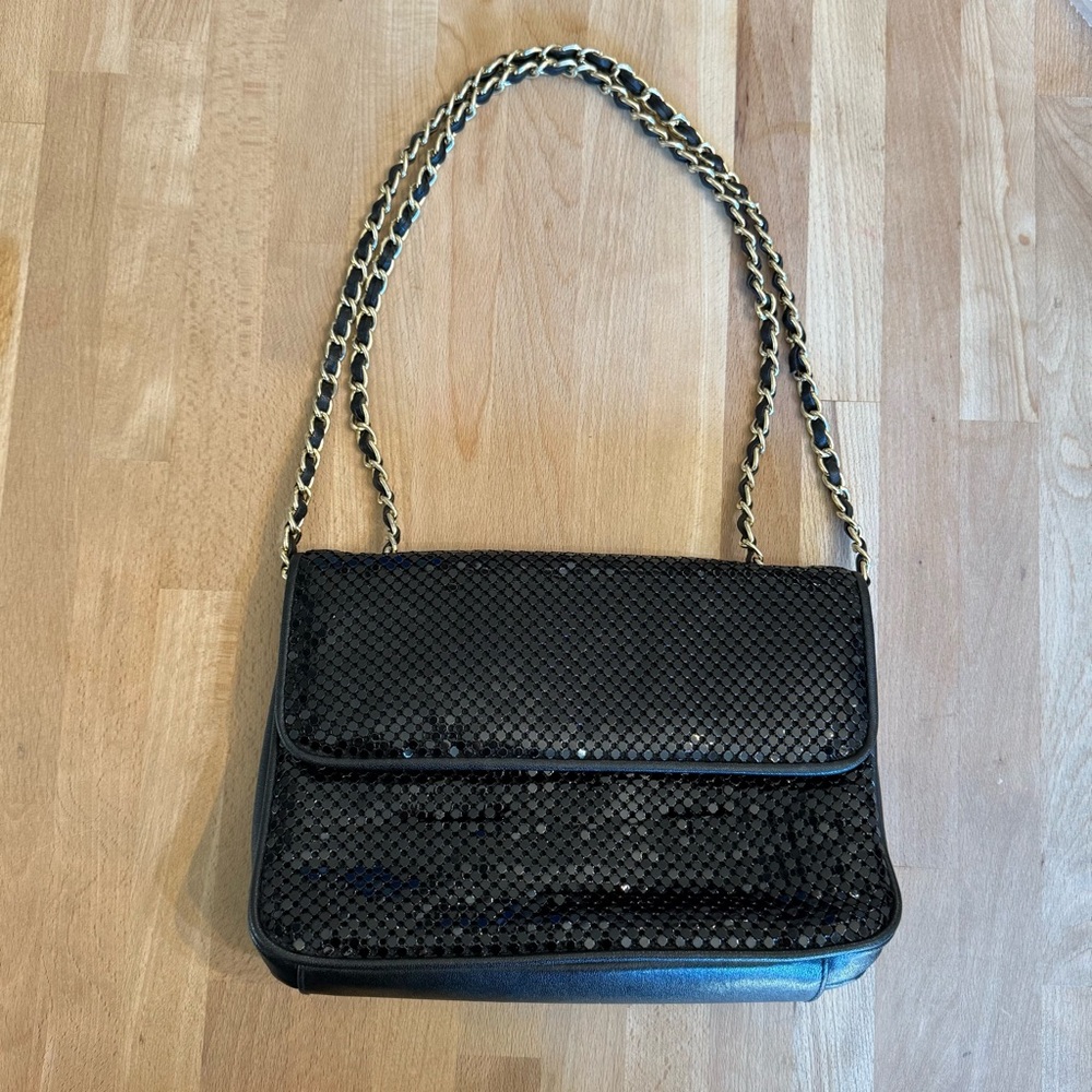 Whiting & Davis Black Mesh Women’s Crossbody Shoulder Bag With Chain Strap - Picture 15 of 16